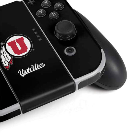 Utah Circle and Feather on Black Nintendo Switch OLED (2021) Skin